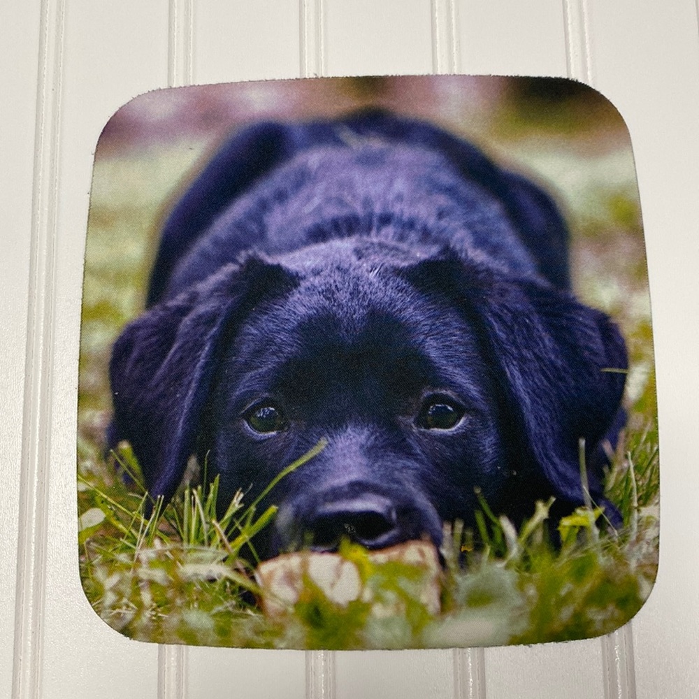 Mouse Pad Optical Mouse Friendly Non Skid Rubber Backing Black Puppy Dog